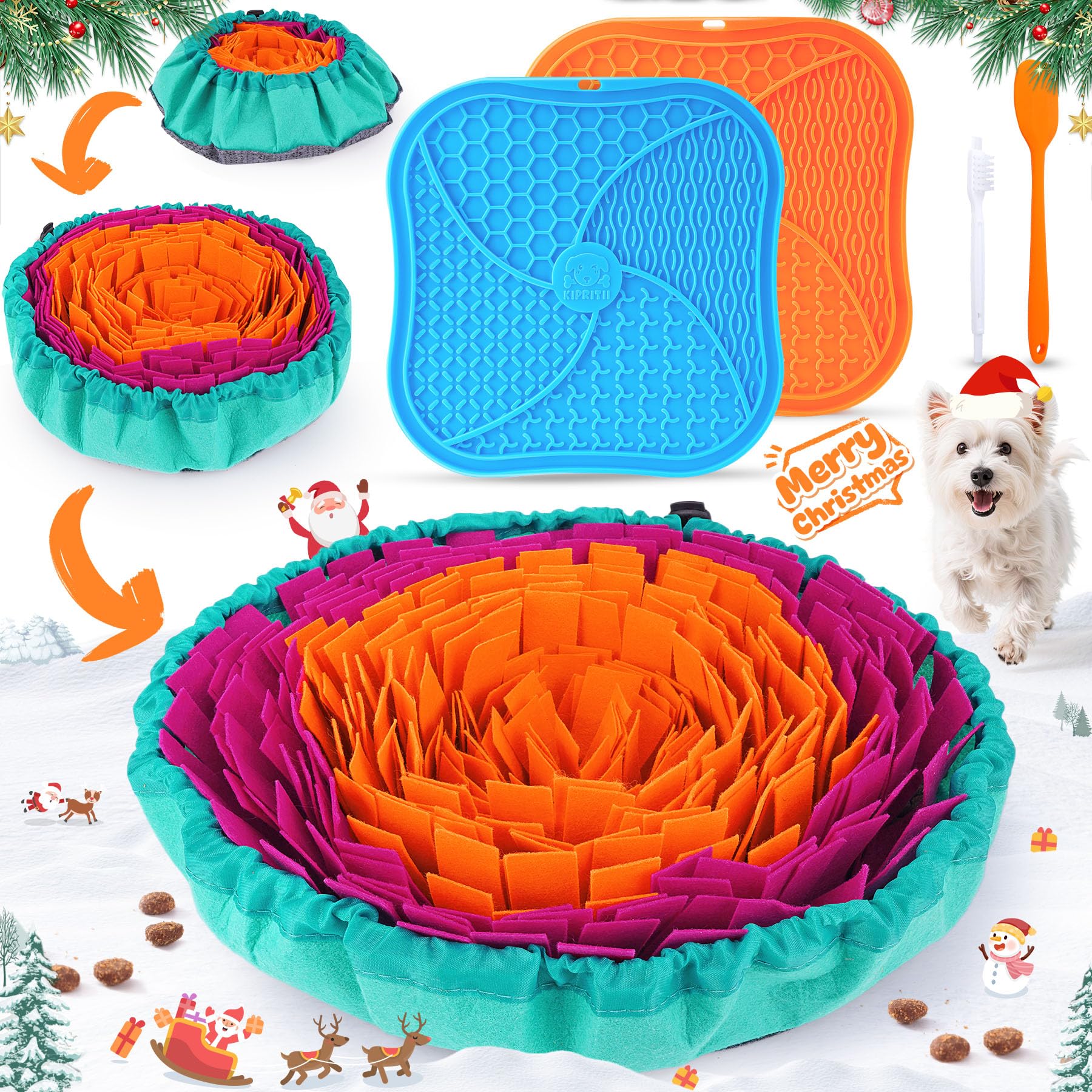 KIPRITII snuffle mat showing grassy texture helps mentally stimulate dogs during meals and slow feeding.