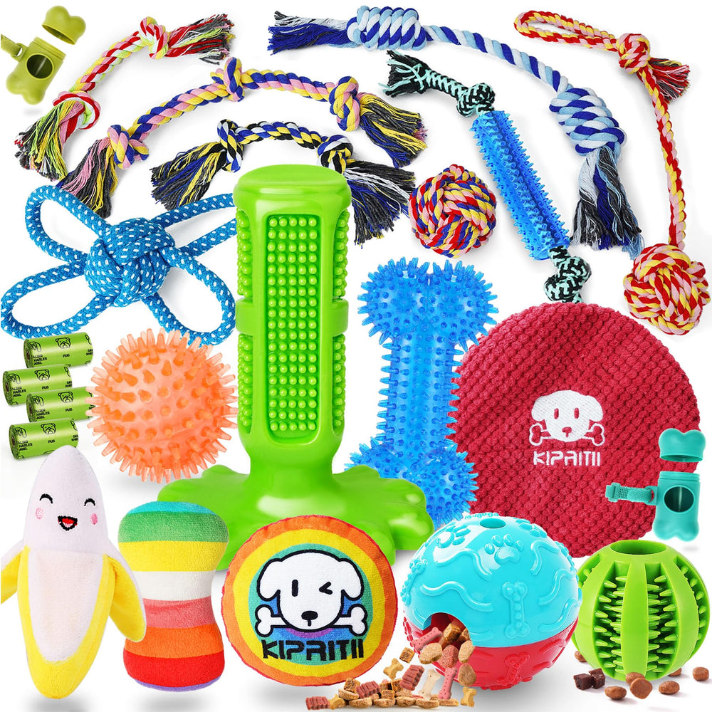 KIPRITII puppy teething toys rope set with varied textures for soothing gums during play