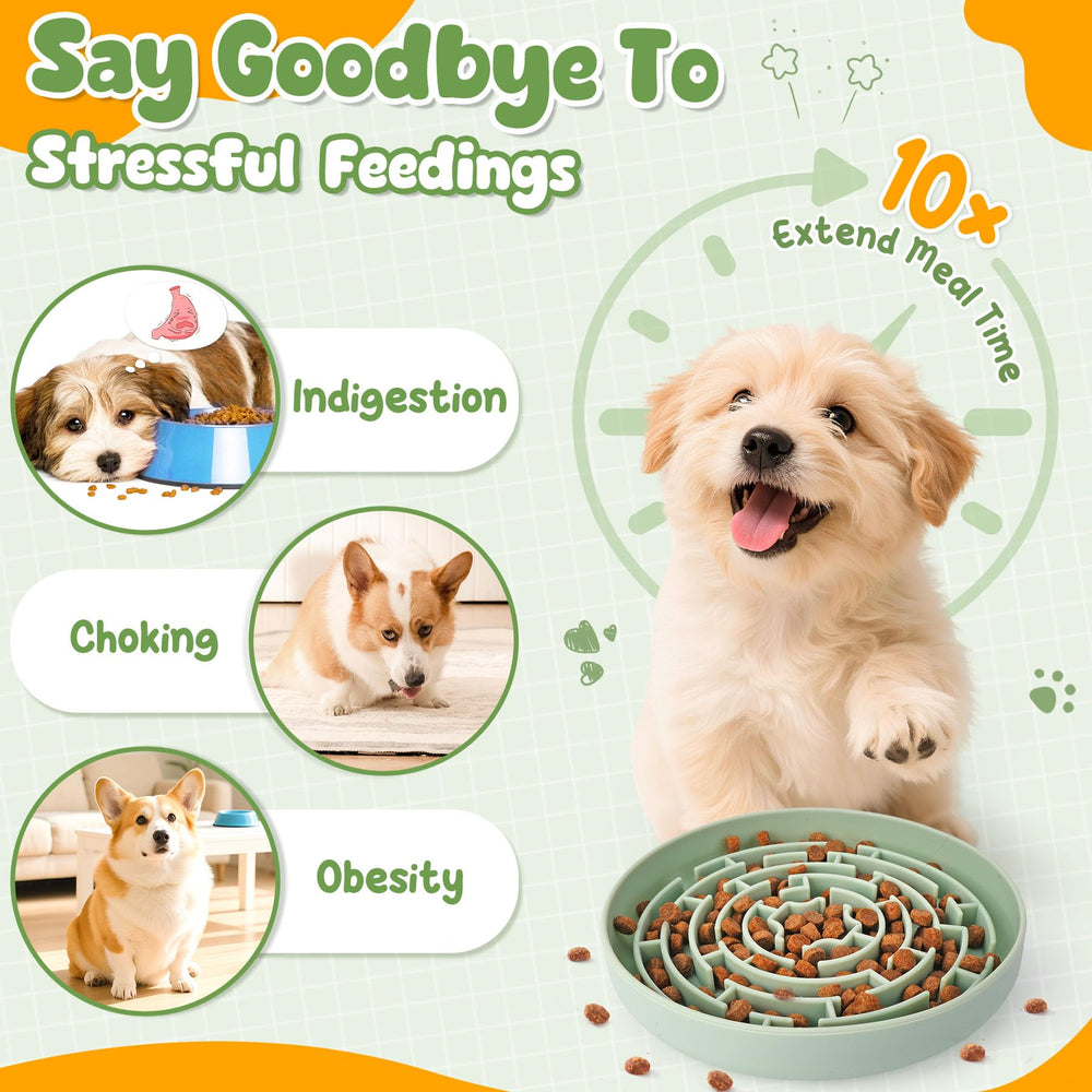 KIPRITII Slow-feeder bowl with raised maze encourages slower eating and longer engagement.