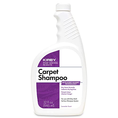Kirby carpet shampoo foaming action demonstrates deep-cleaning power on fibers.