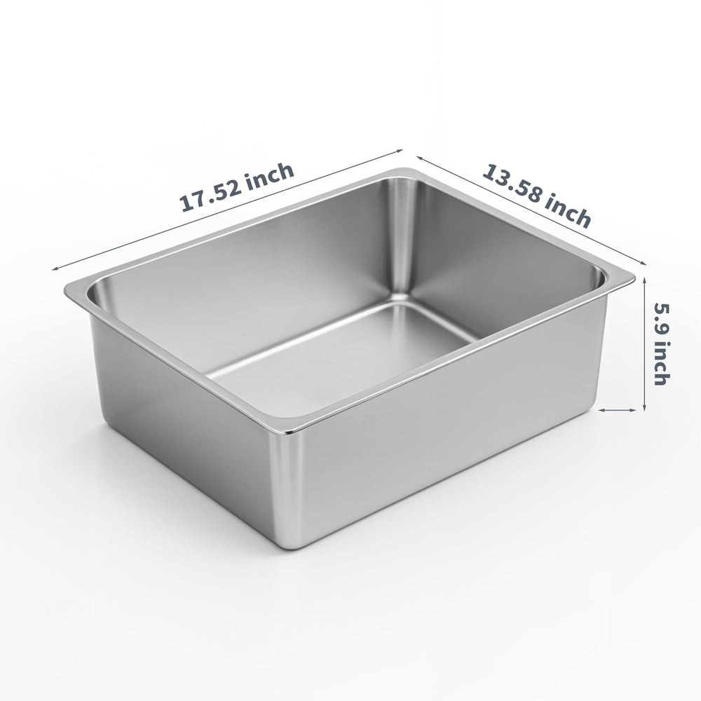 Kirecoo large stainless steel litter box with generous interior for bigger cats.