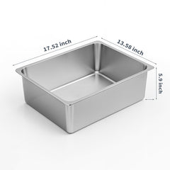 Kirecoo large stainless steel litter box with generous interior for bigger cats.