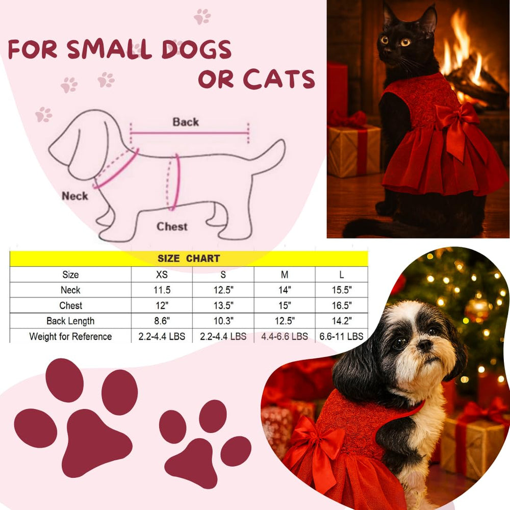 Kirei Sui Christmas Rosettes Dress back view for small dogs, perfect for festive events.