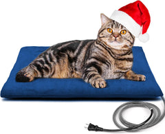Kiroto outdoor pet heating pad blue cover provides cozy warmth outdoors.
