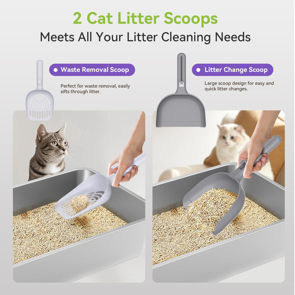 KISENG 2 Pack litter box with scoop included, ergonomic handle for quick cleanup