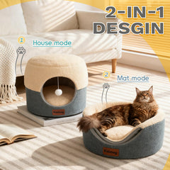 KISIMUY Cat Cave Bed with 3D fabric cuts for durable structure.
