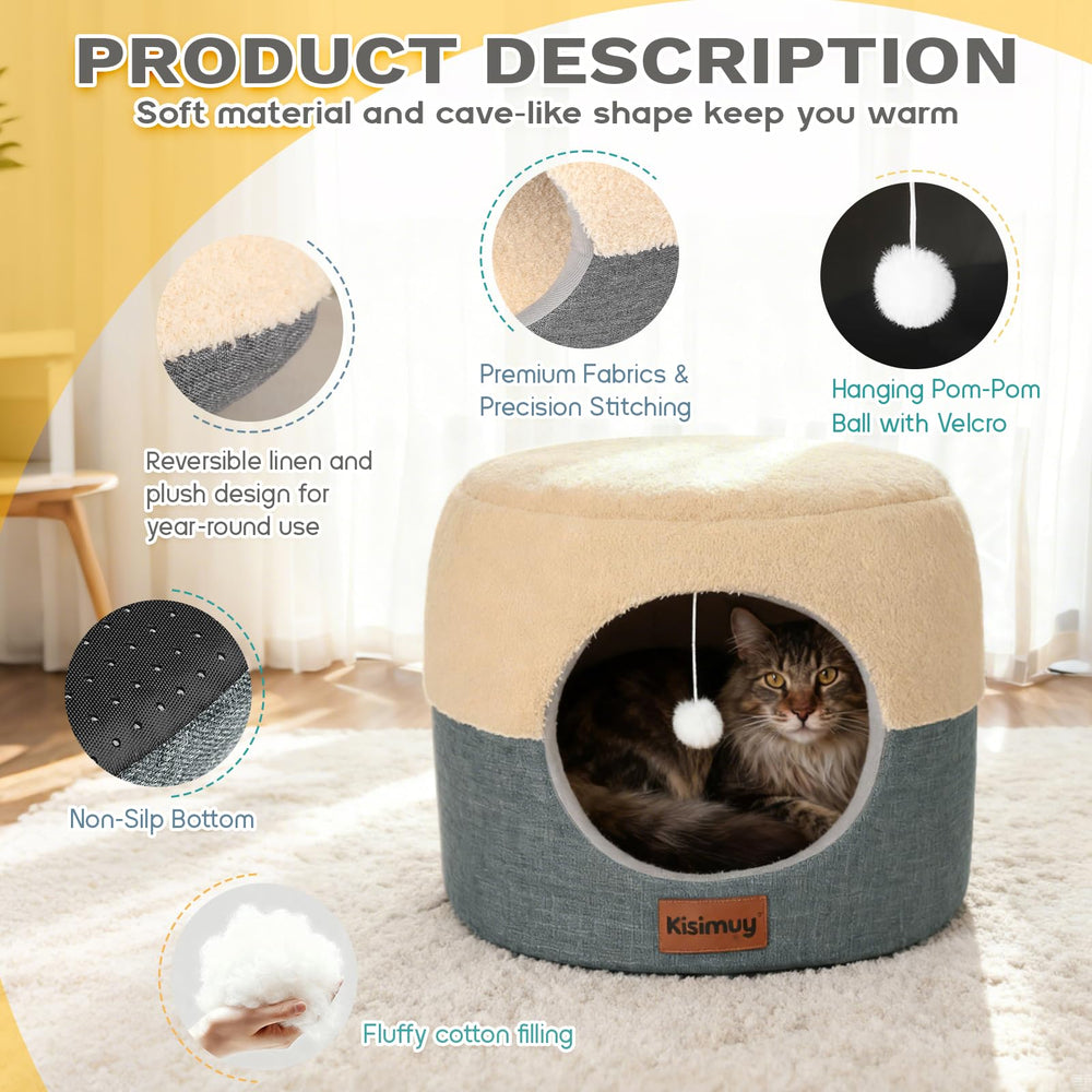 KISIMUY Cat Cave Bed open sofa mode for lounging in daylight.