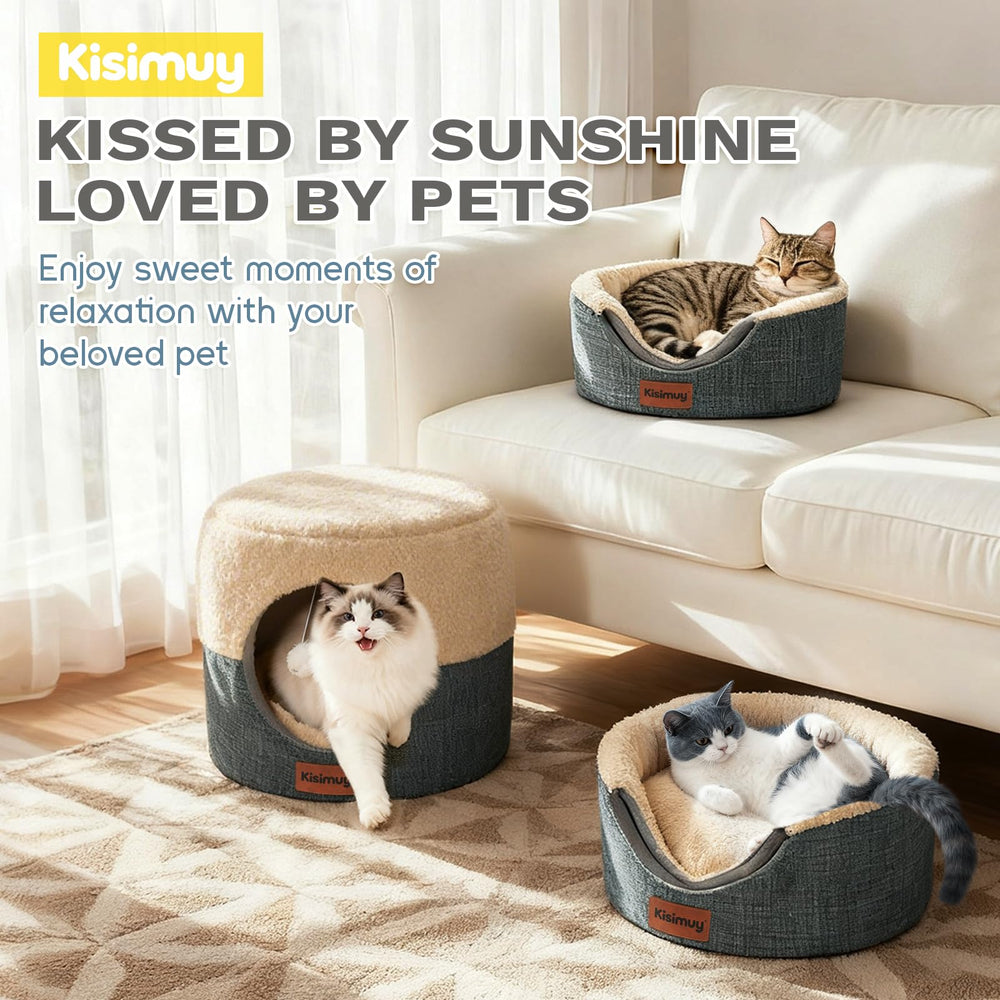 KISIMUY Cat Cave Bed fully washable design for easy cleaning.