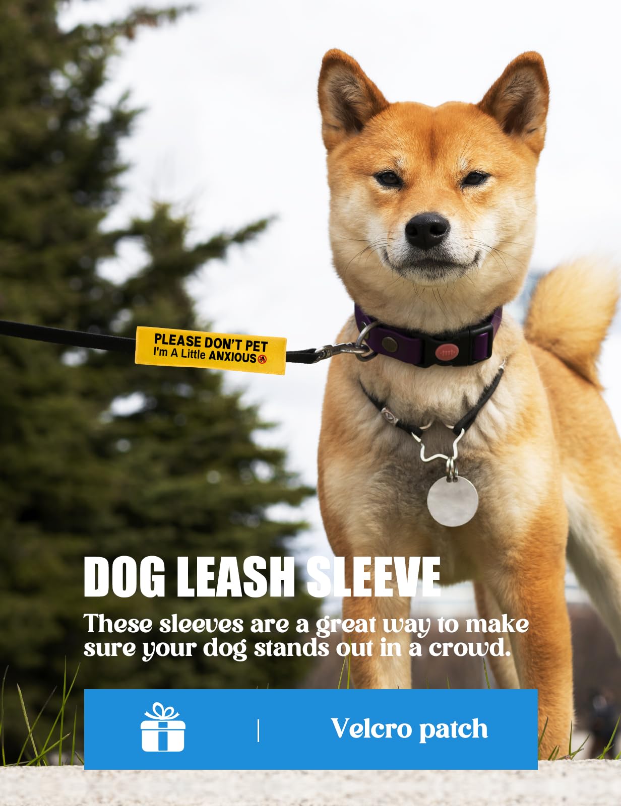 KISJO Please Don't Pet leash wrap velcro closeup shows easy attachment and visibility
