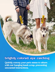 KISJO Yellow alert leash wrap on-dog leash communicates boundaries politely