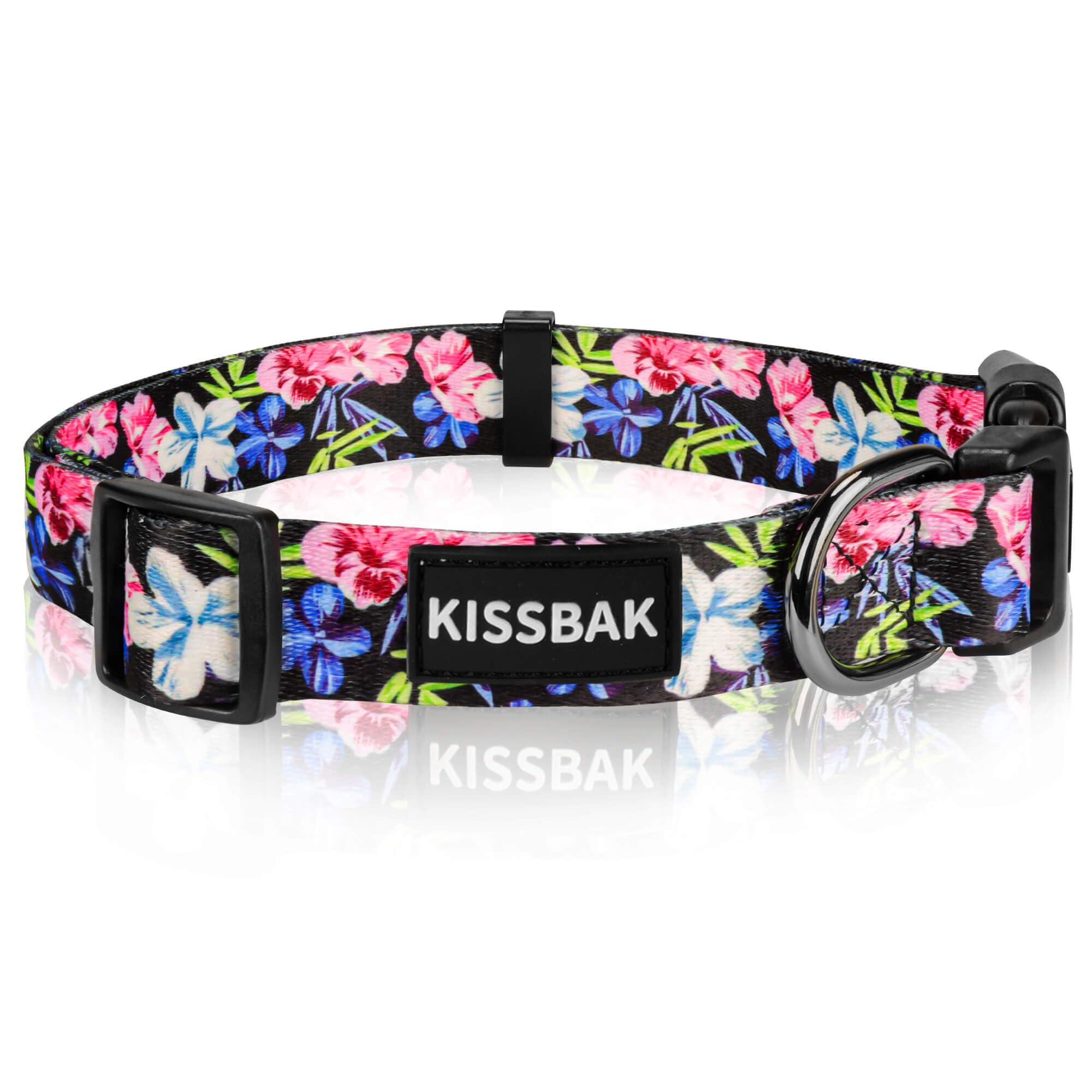 KISSBAK large pink peony dog collar for daily comfort and standout style.