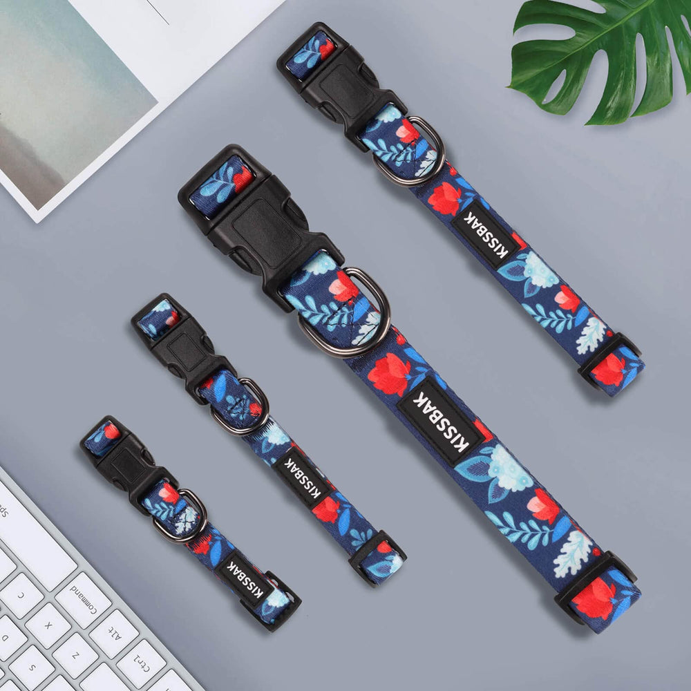 KISSBAK dog collar small dogs floral pattern highlights personality with soft comfort