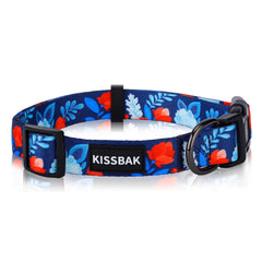 KISSBAK dog collar small dogs vivid-rose pattern for everyday wear and stylish photos