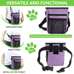 Kissleaf pouch with built-in poop bag dispenser for convenient cleanup