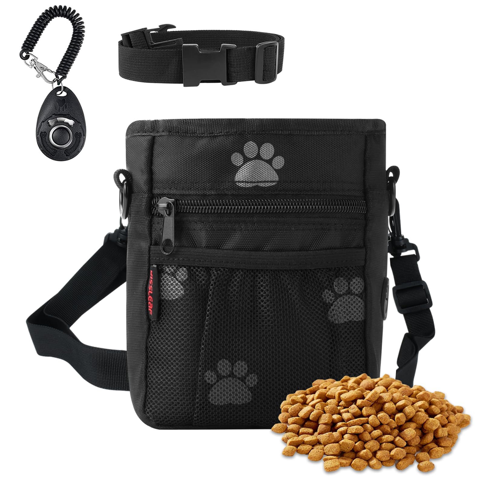 Kissleaf dog treat pouch with water-resistant build for outdoor training sessions.