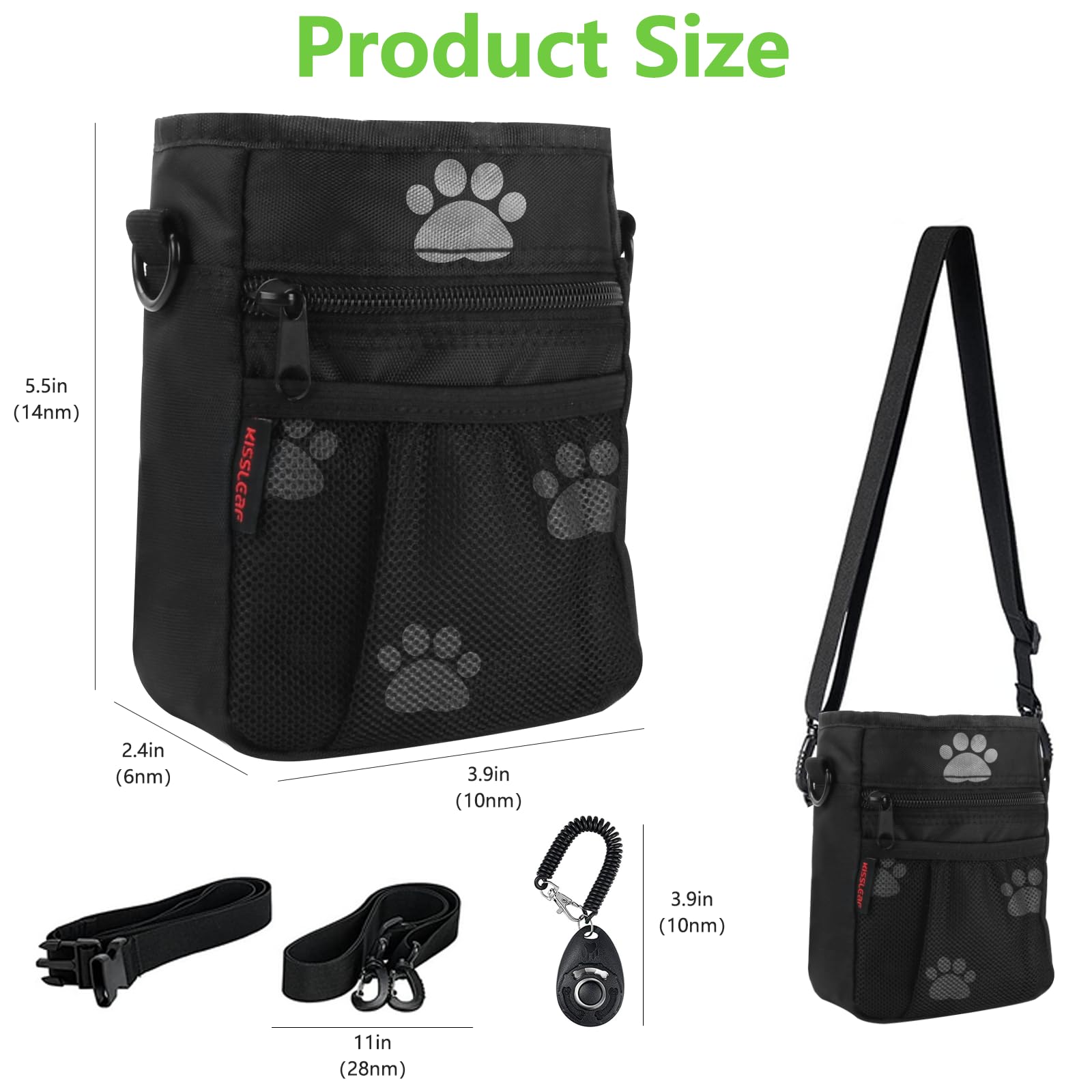 Kissleaf treat pouch built-in poop bag dispenser supports convenient walks.