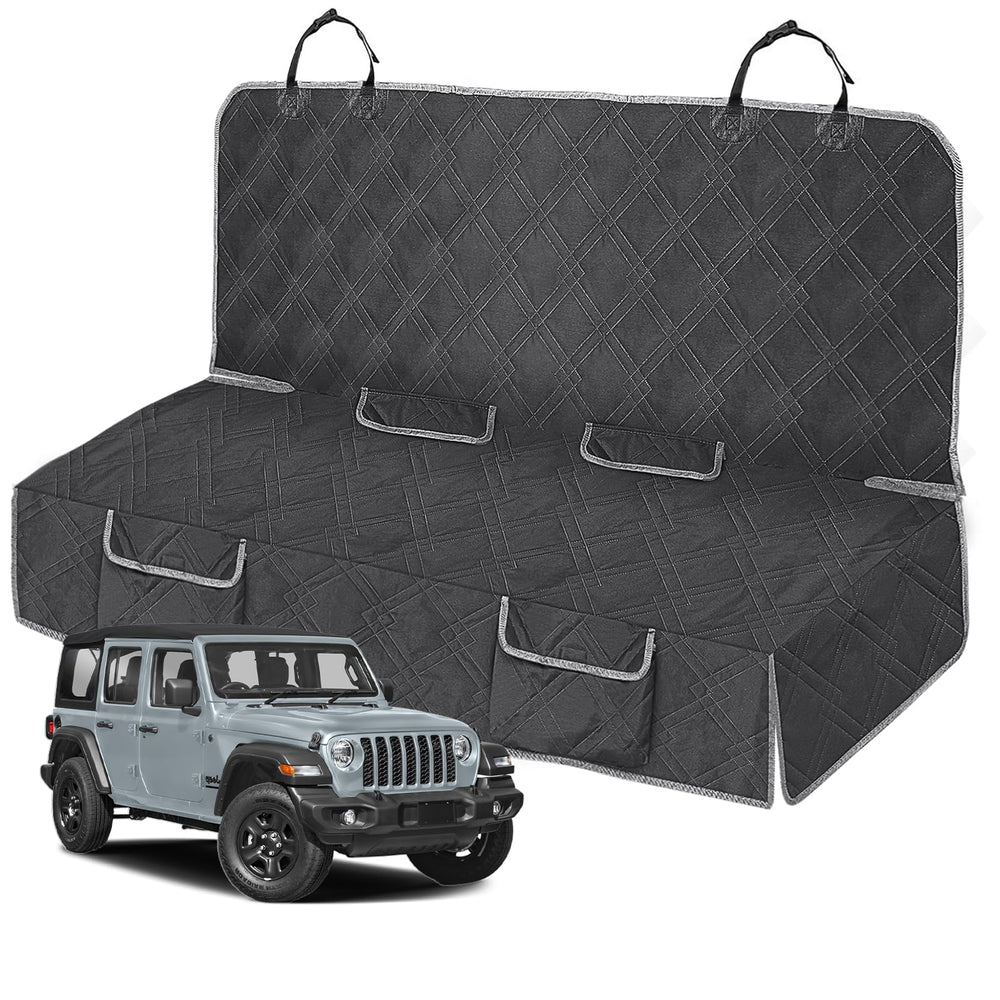 Kistrba dog seat cover on Wrangler back seat protects against hair and spills