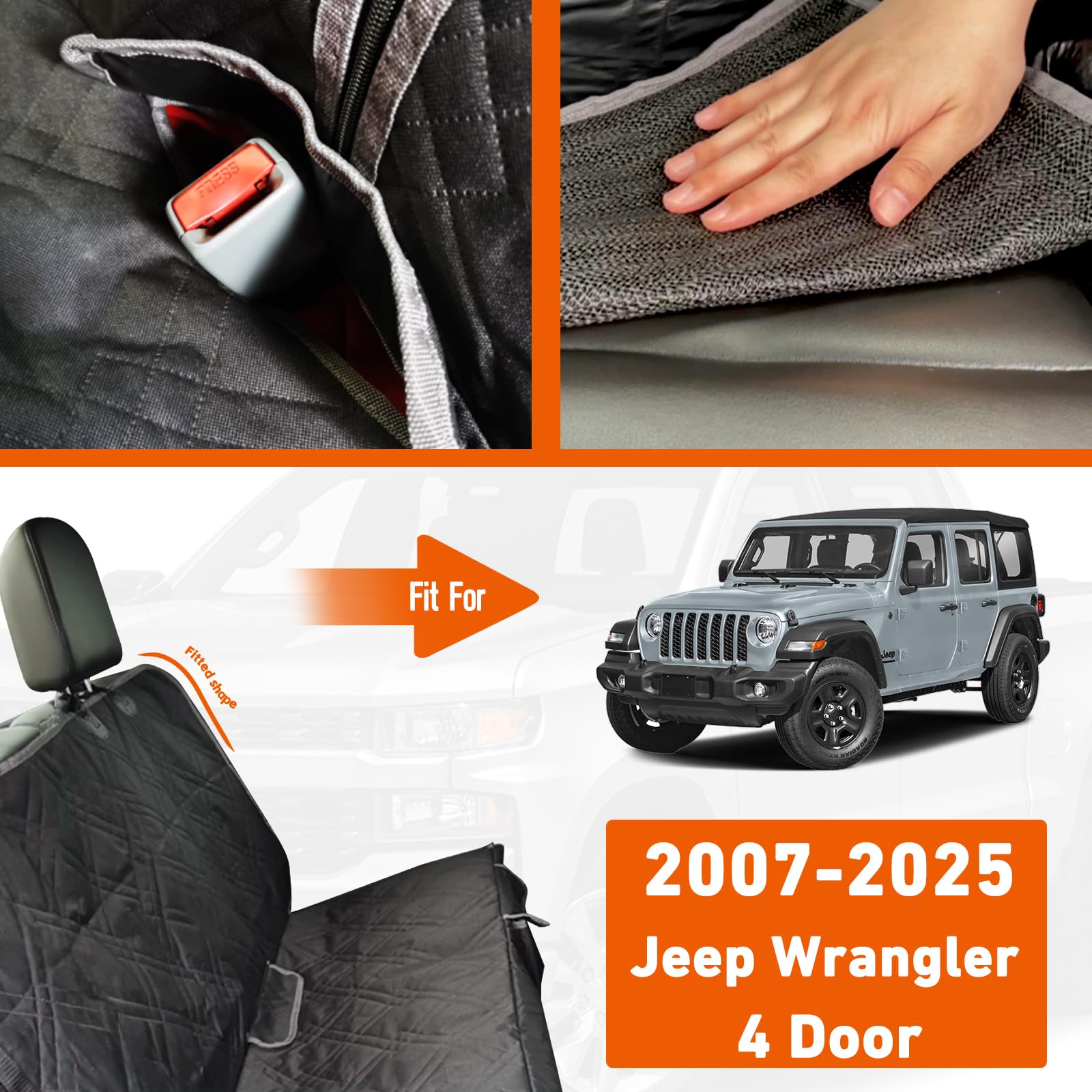 Kistrba waterproof 600D material keeps Wrangler seats dry after muddy adventures