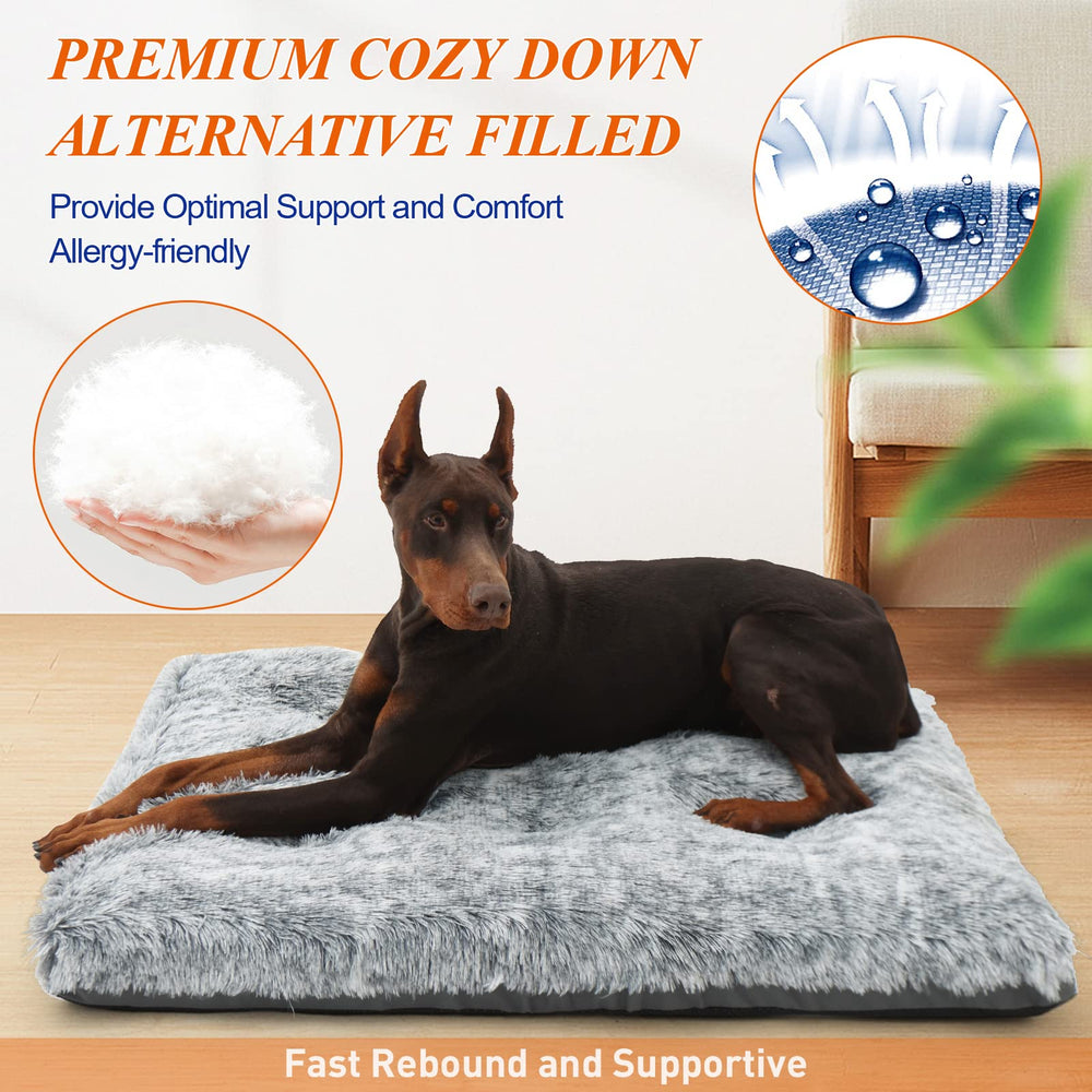KISYYO orthopedic dog bed large plush-edge close-up reveals soft, calming texture.