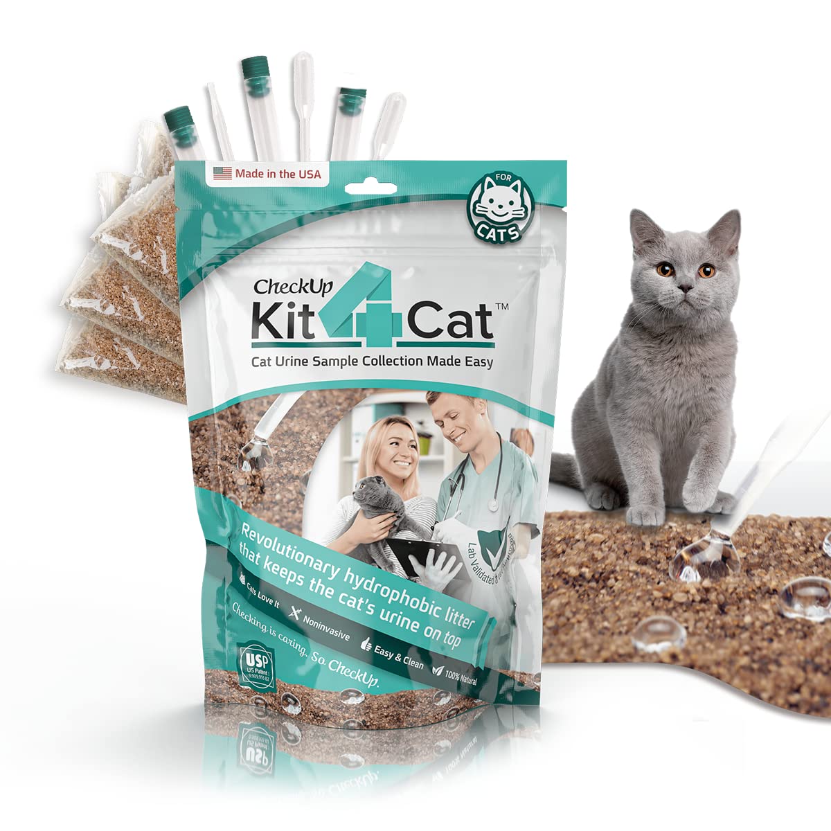 KIT4CAT arena natural para facilitar recolección de muestra de orina.