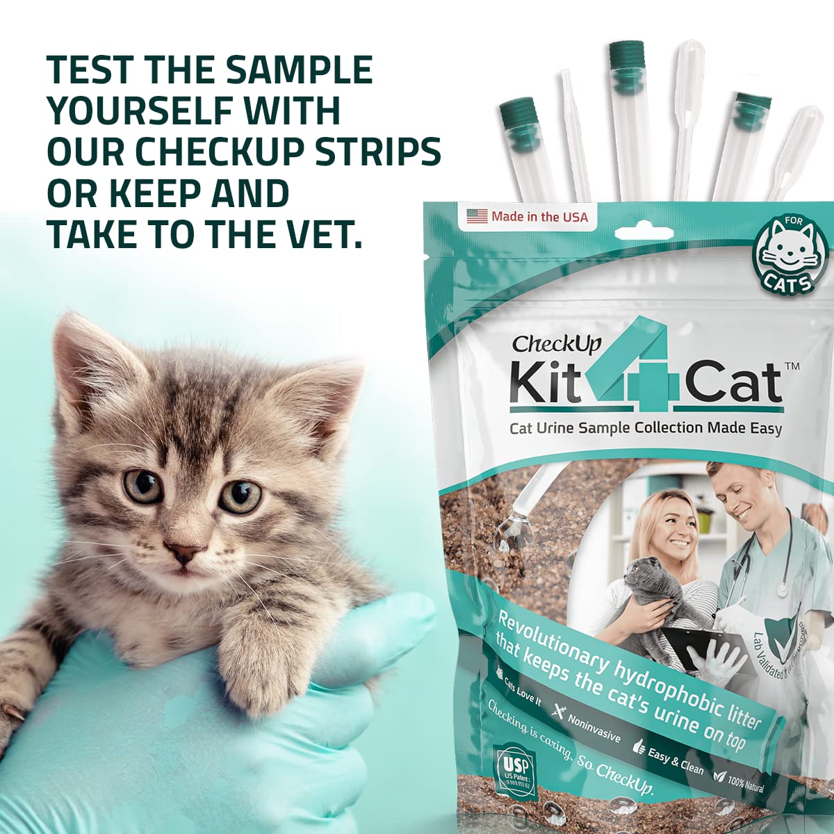 KIT4CAT urine sample collection closeup showing non-invasive design