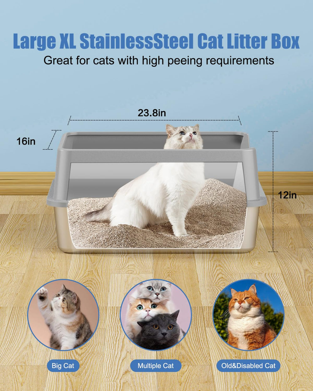KITCATY litter box bottom shows non-slip pads for floor protection