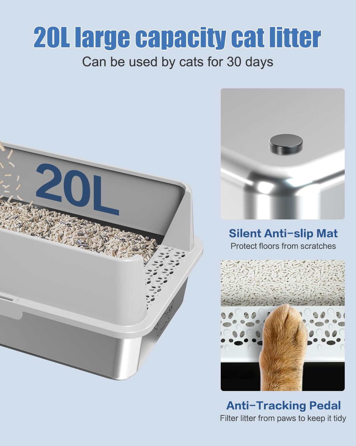 KITCATY litter box includes scoop for easy cleanup