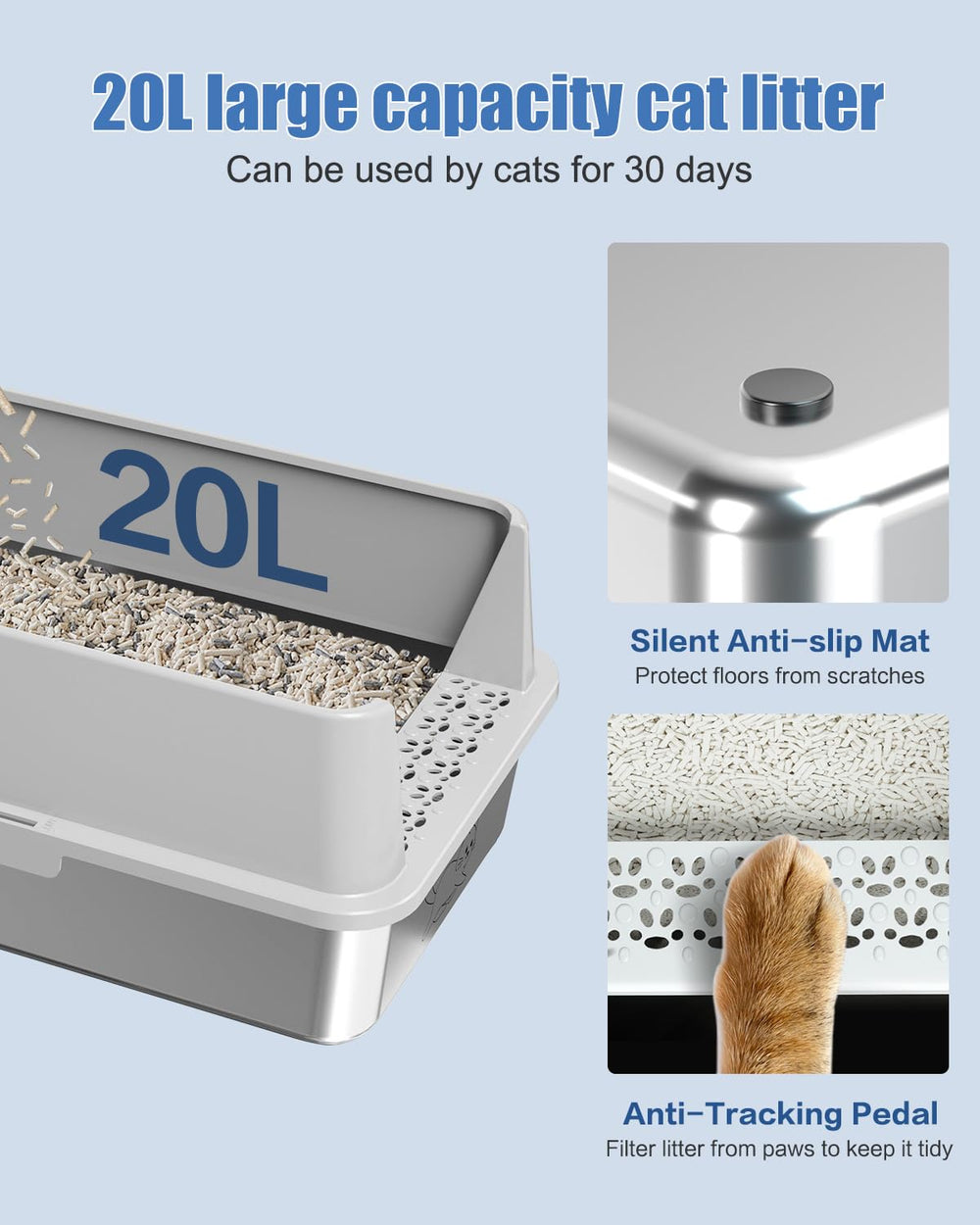 KITCATY litter box includes scoop for easy cleanup
