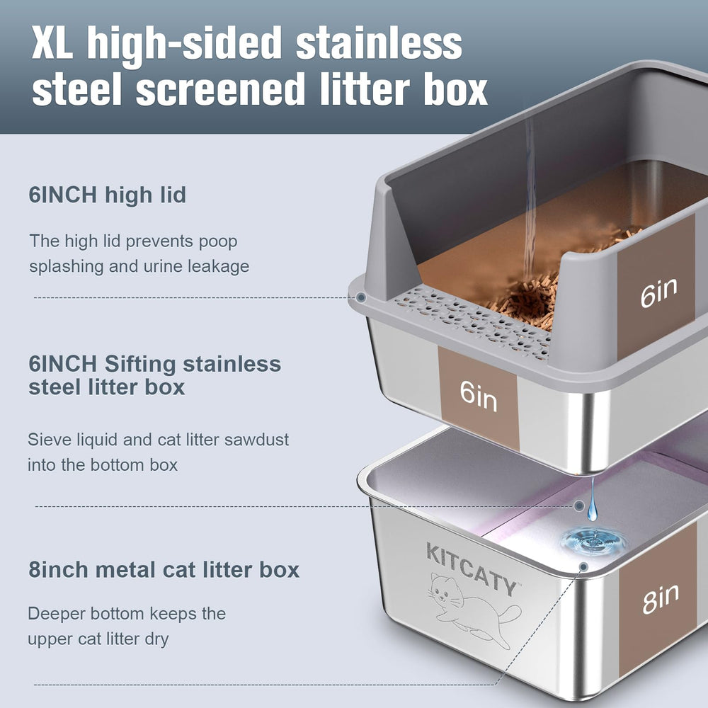 KITCATY sifting mechanism with oval holes reduces litter waste and clumps