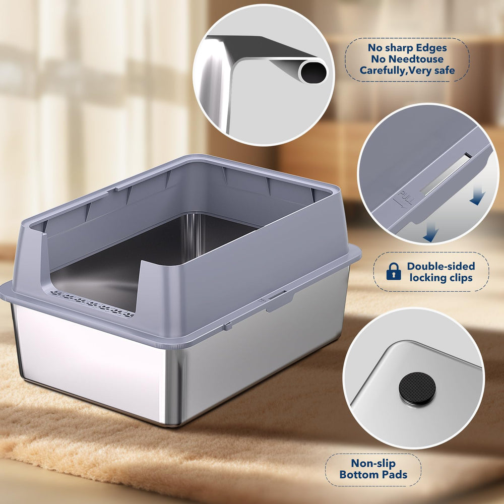 KITCATY litter box bottom with rubber mats protects floors.