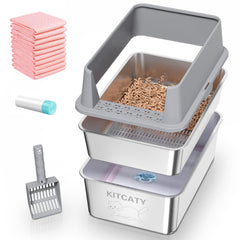 KITCATY stainless-steel sifting box top view for quick cleanup and odor control