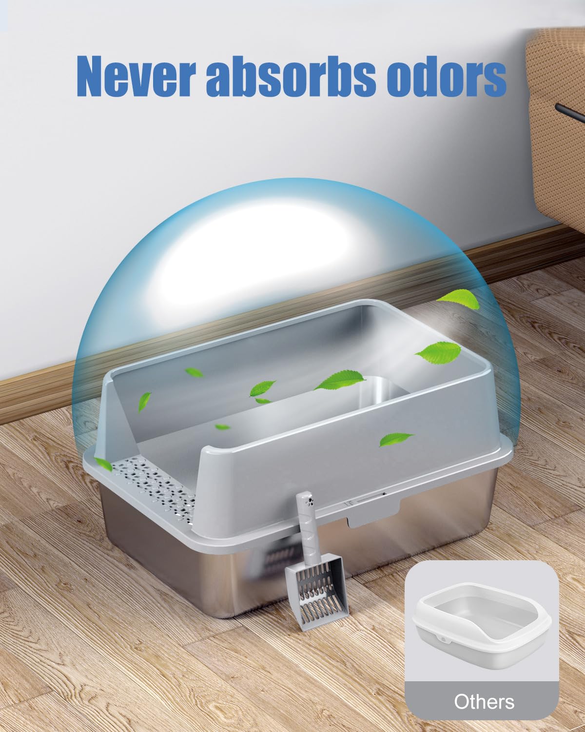 KITCATY XL litter box 23-6x15-7x12 allows roomy cat space