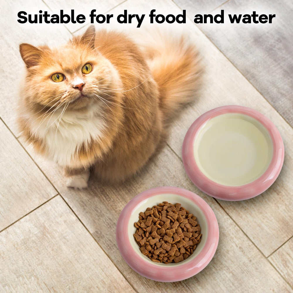KITCHENLESTAR 6in cat bowl pink outside view blends style with practical design.