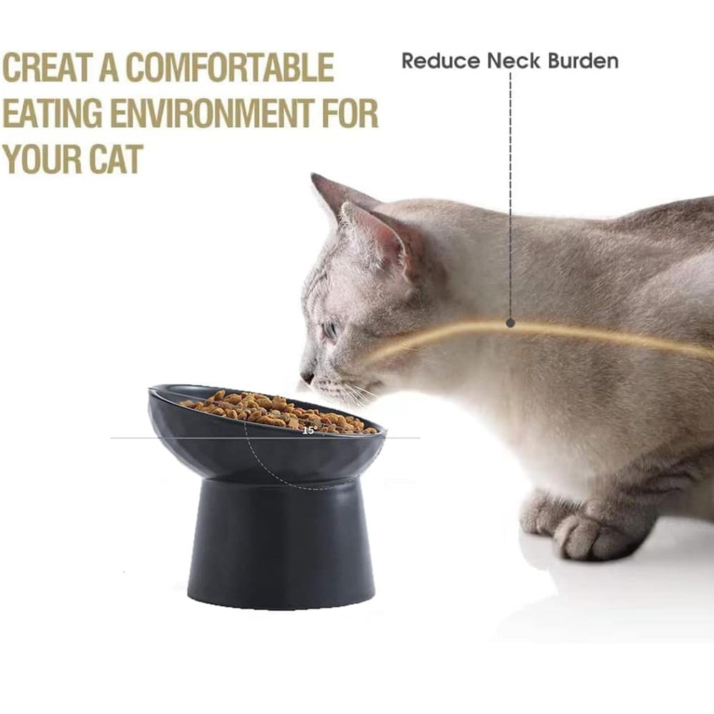 KITCHENLESTAR black ceramic cat bowl with matte finish