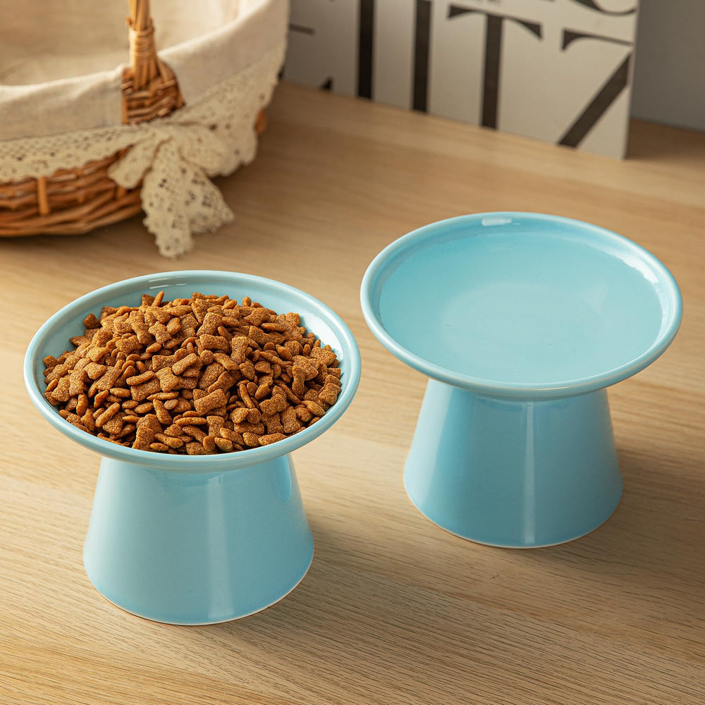 KITCHENLESTAR blue ceramic bowls—modern design for stylish, practical pet meals.