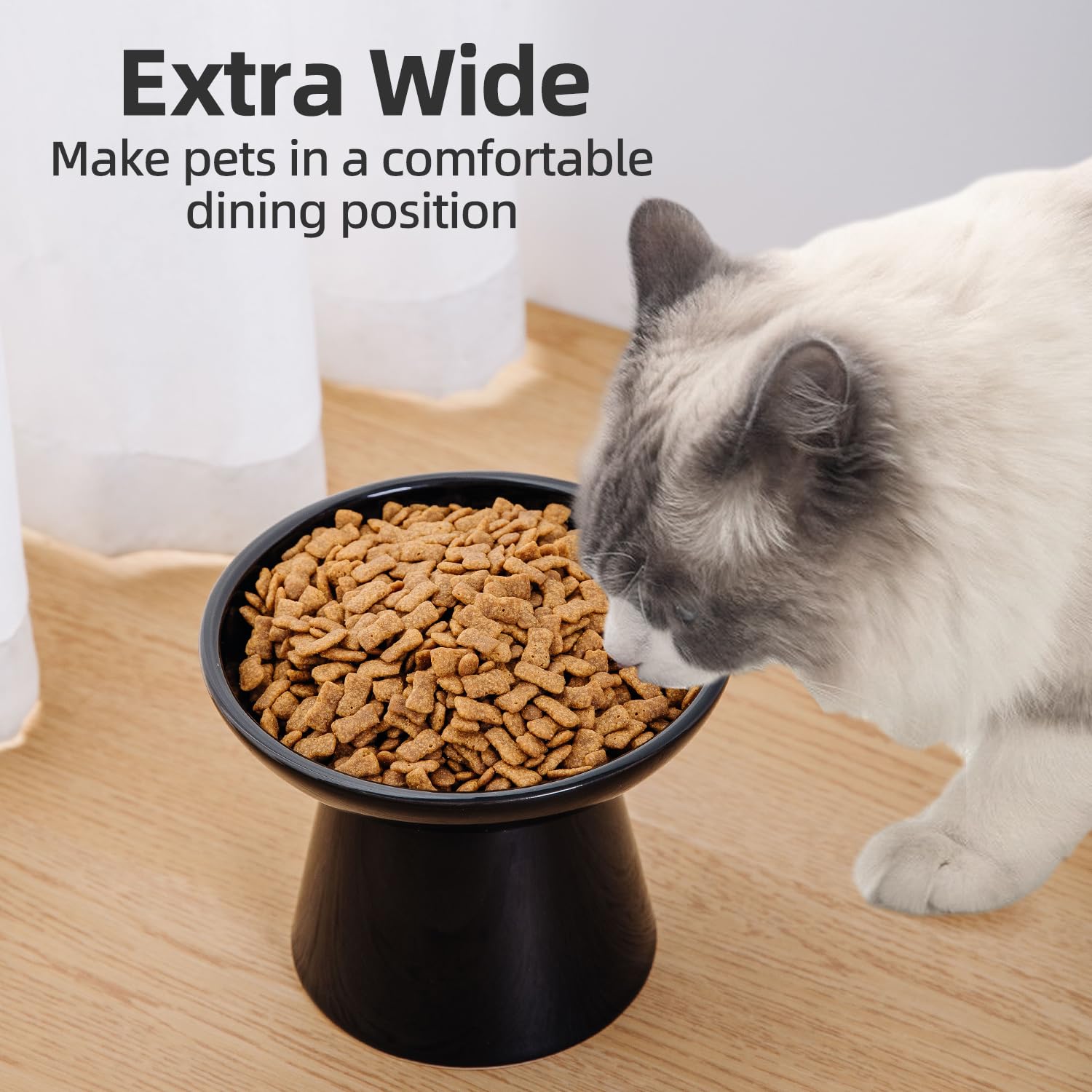 KITCHENLESTAR raised bowls help older cats eat without bending excessively