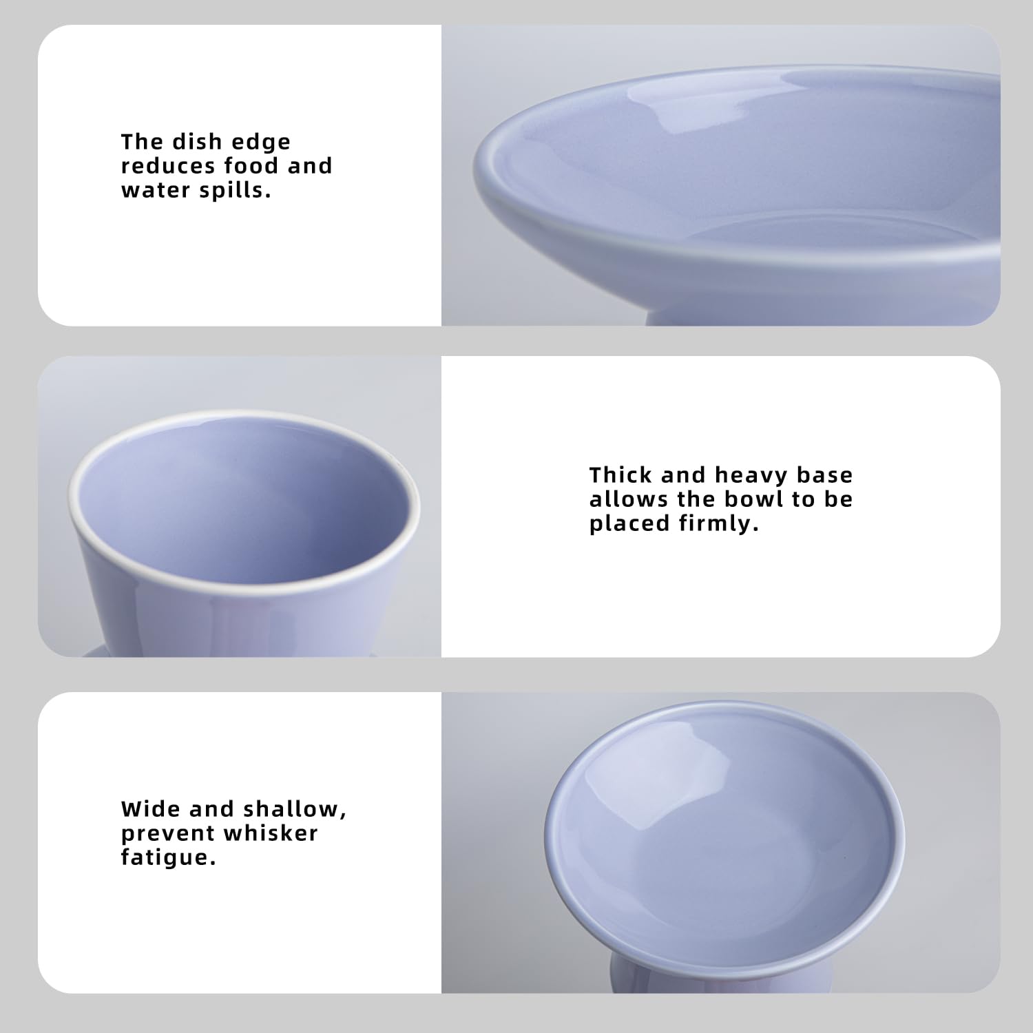 KITCHENLESTAR raised bowl whisker-friendly design supports comfortable eating for cats.