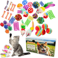 KITCHSTAR 46pcs cat toys pack featuring varied toys to entertain indoor cats and promote exercise.