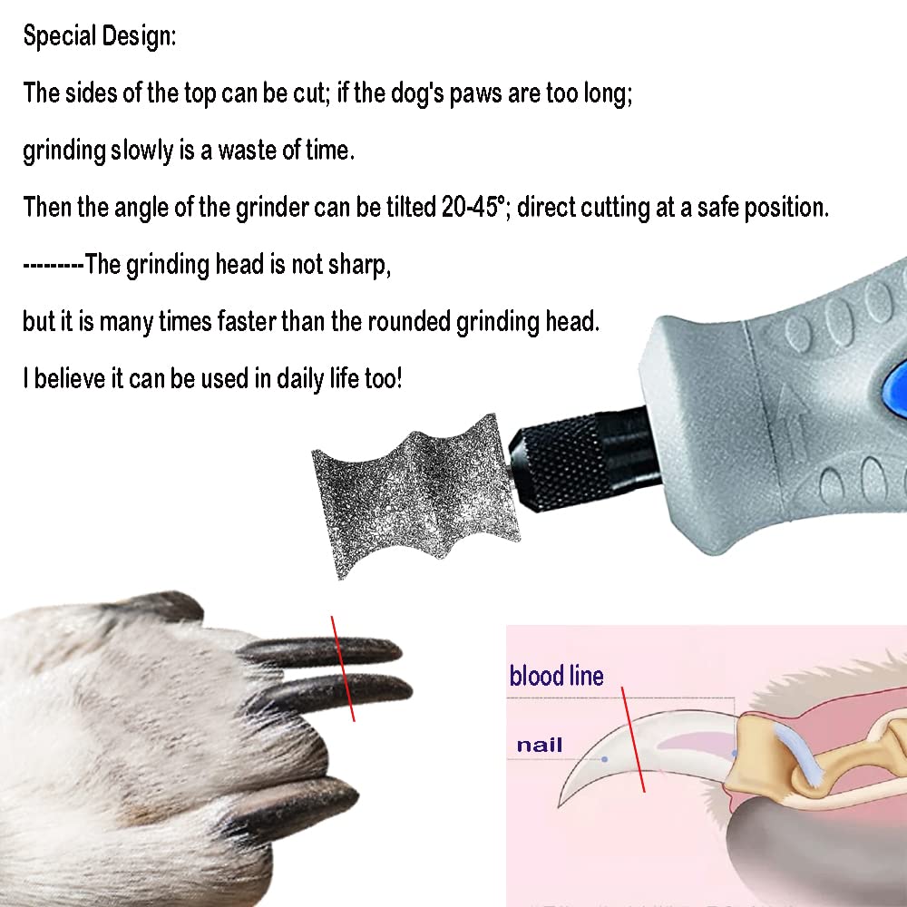 KITGUARD Diamond Dremel dog nail bits cutting detail showing bevel and arc shapes