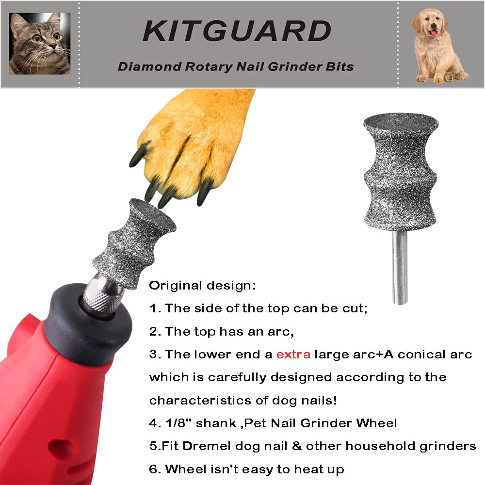 KITGUARD Diamond Dremel dog nail bits side profile for smooth trimming