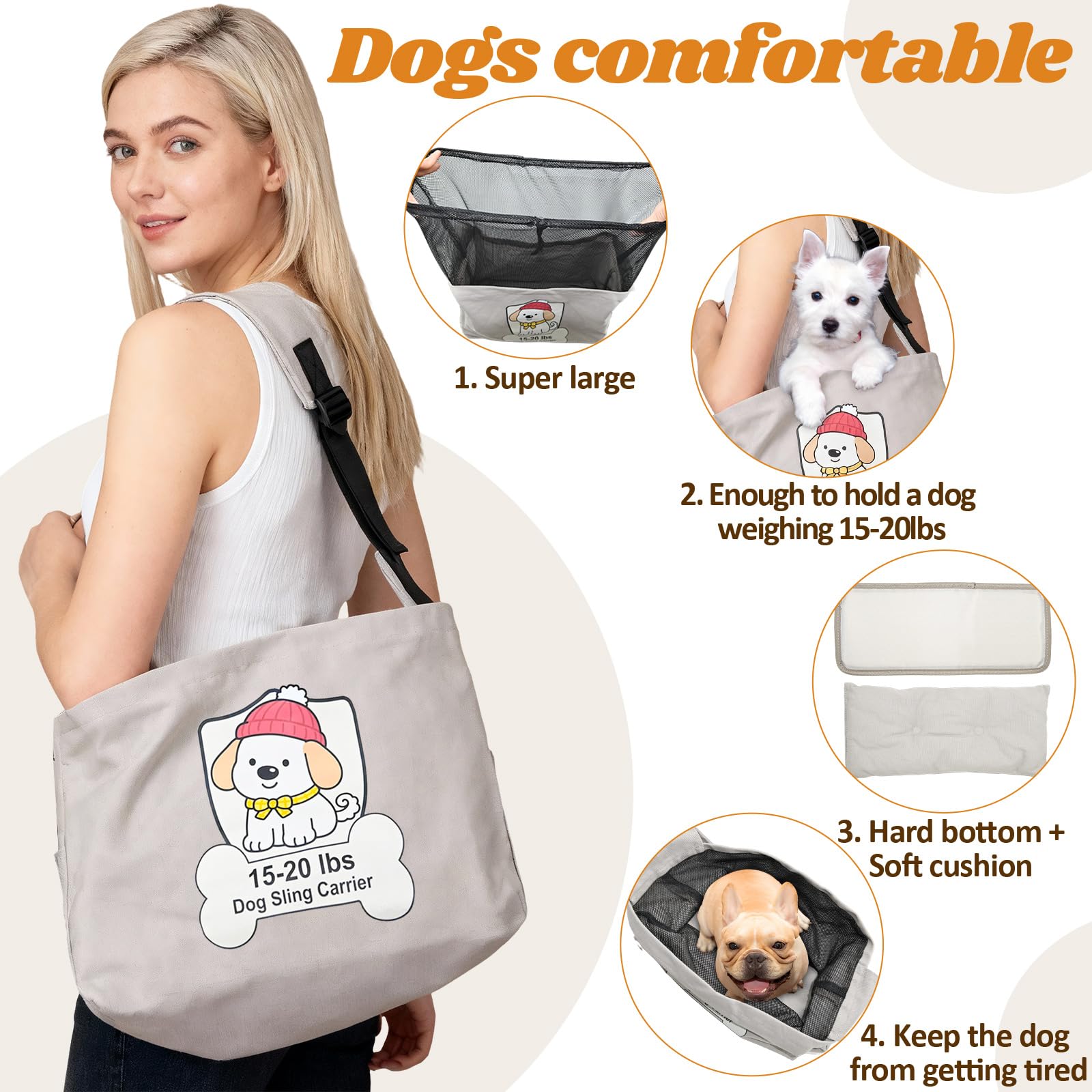 kitliog dog sling features adjustable oxford strap for a comfortable fit