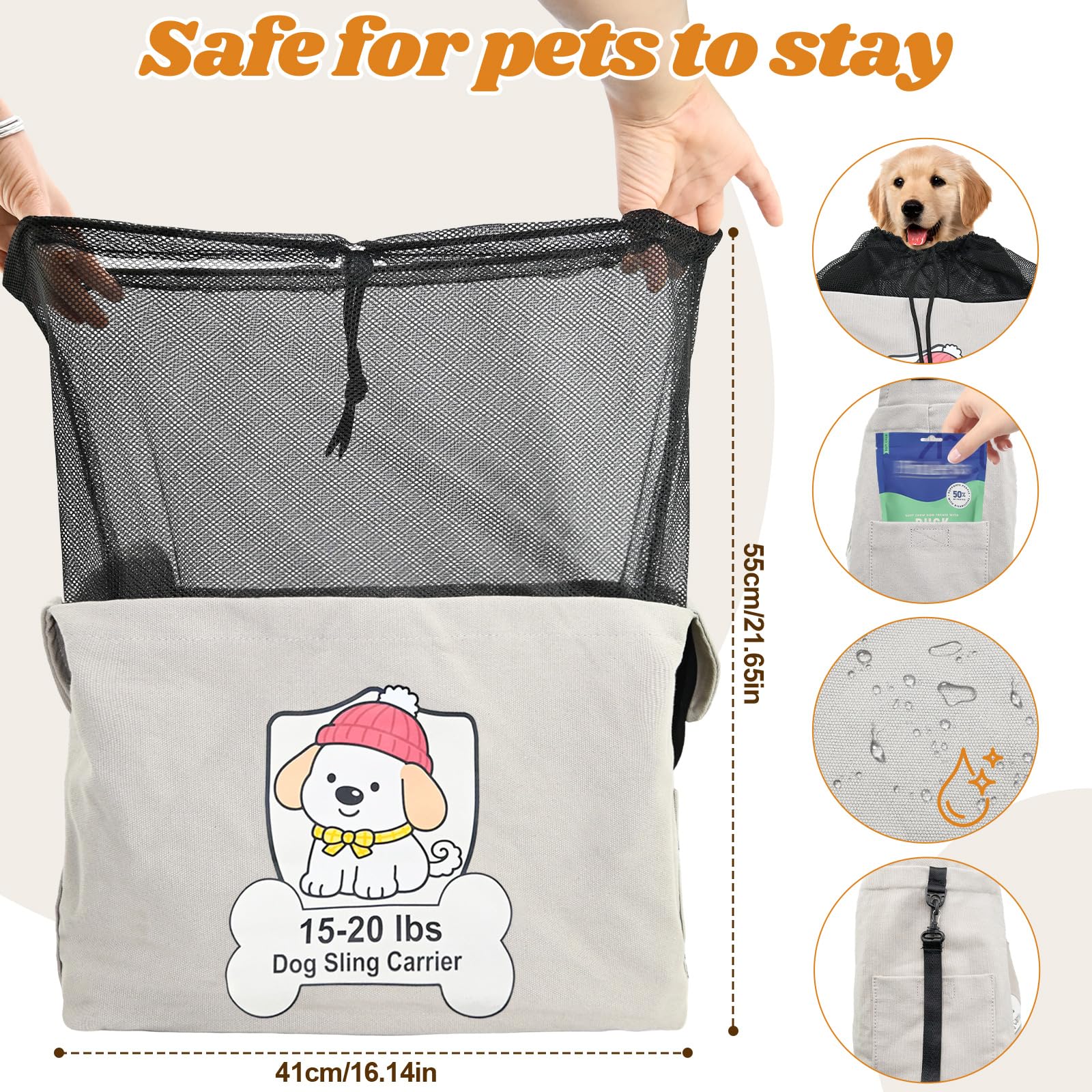 kitliog dog sling machine-washable fabric for easy cleanup