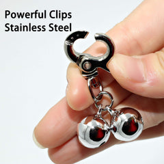 Close-up of KITTAIL stainless steel bells highlighting rust-resistant construction.