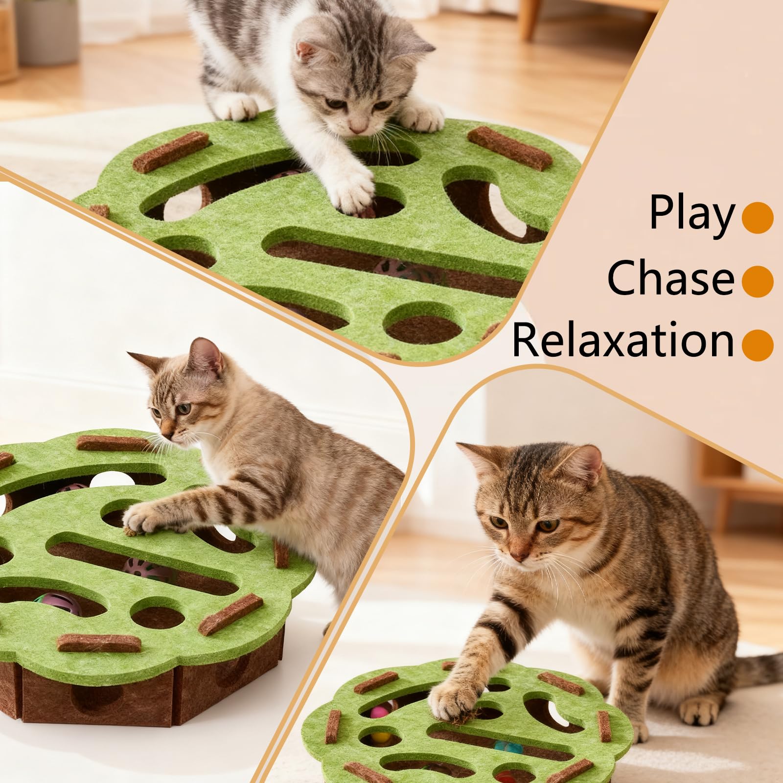 kittern safe-durable felt box ideal for indoor cats during solo play sessions
