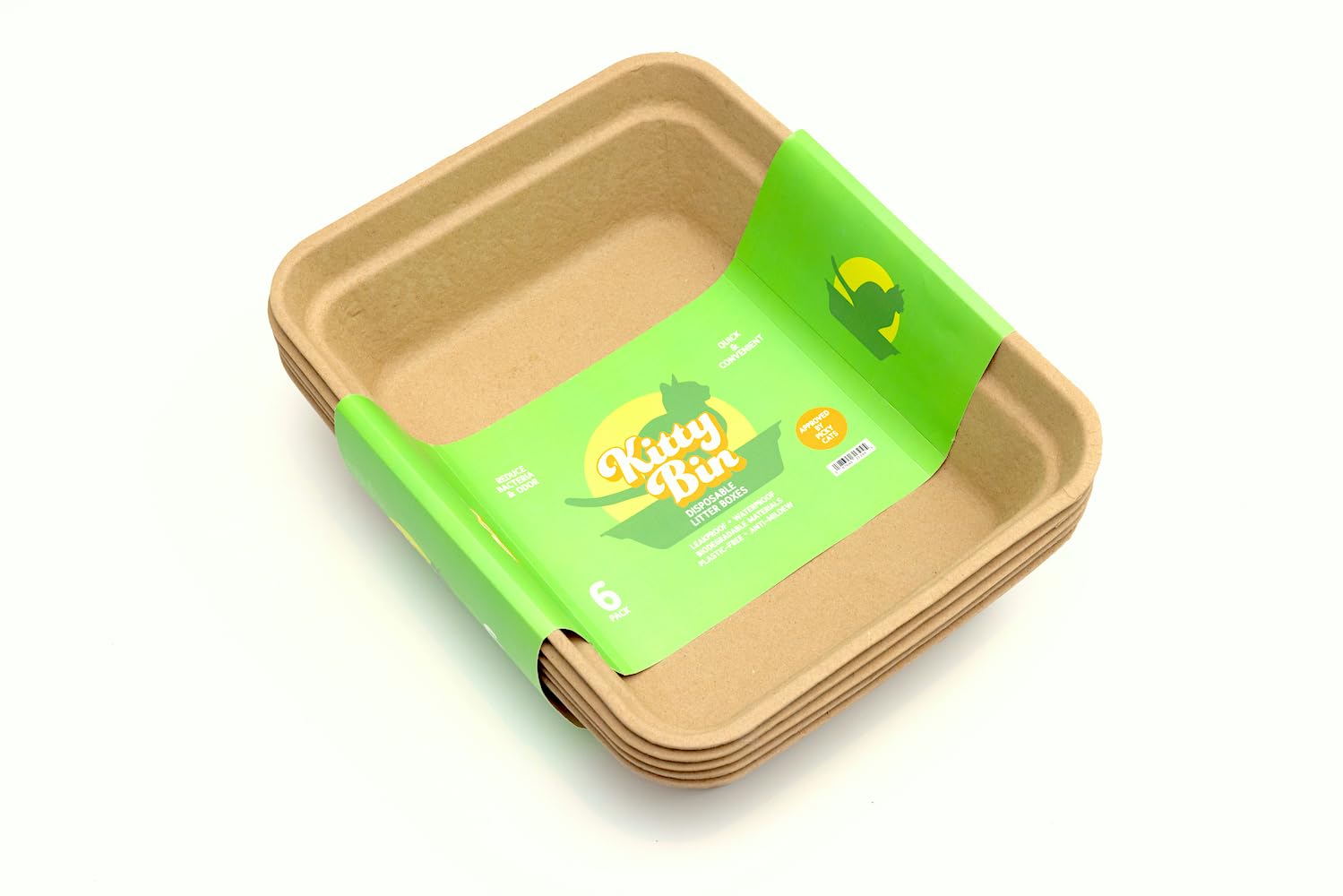 Kitty Bin disposable litter box with high back for privacy and easy cleanup.