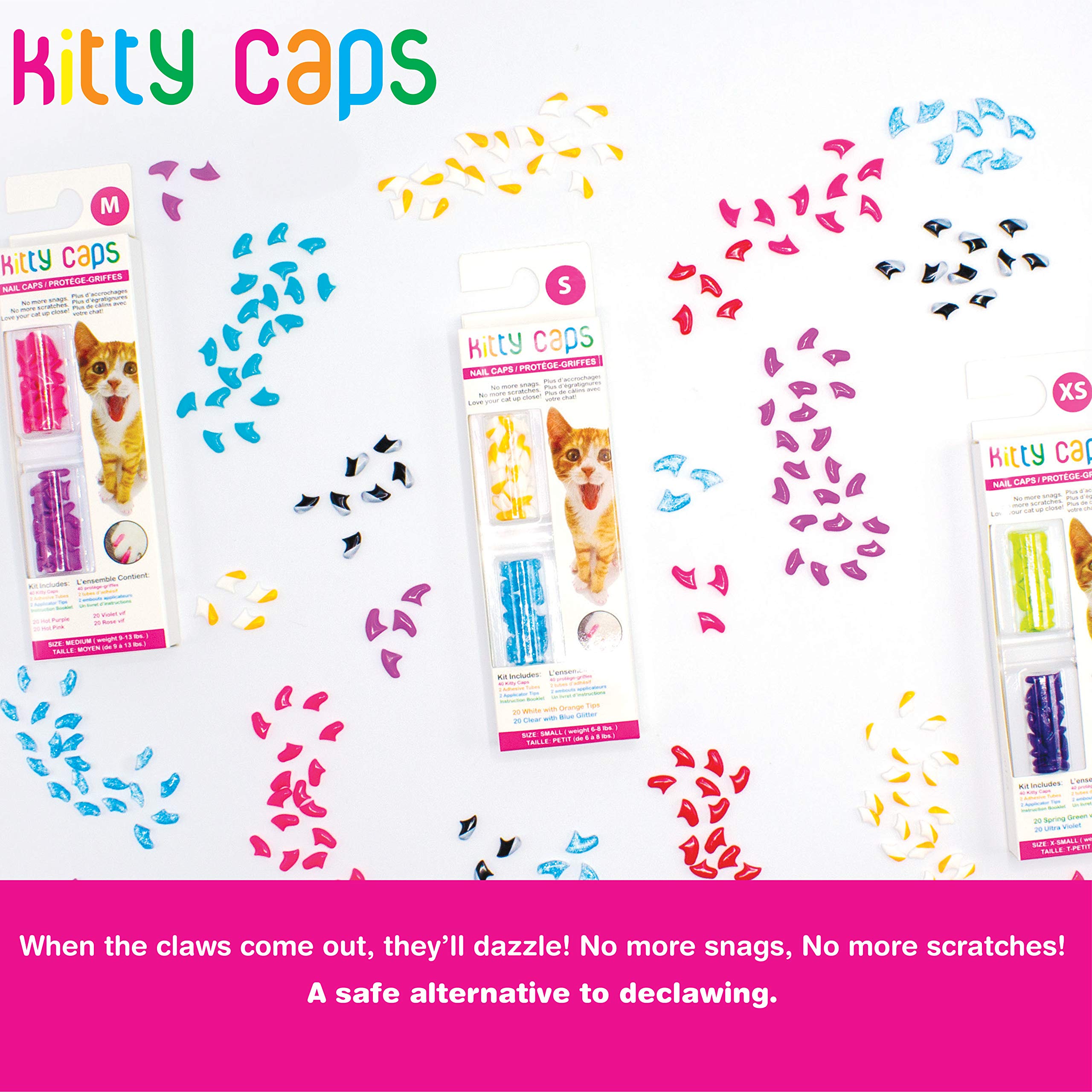 Kitty Caps adhesive tubes shown for safe, at-home application
