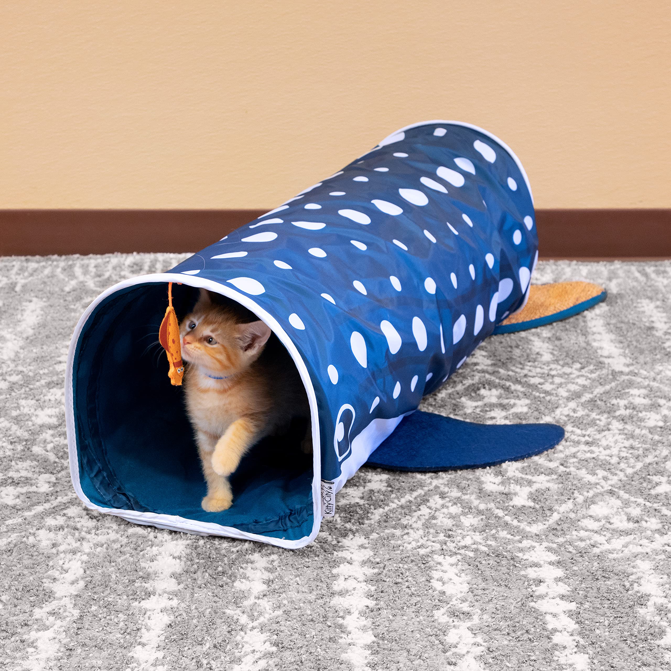 Kitty City Whale Shark Tunnel open-mouth entry supports quick, interactive play sessions.