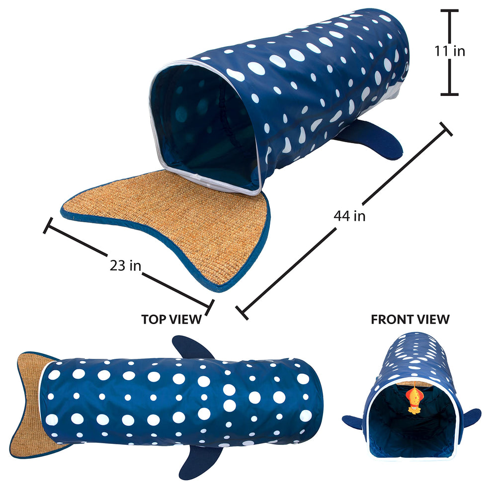 Kitty City Whale Shark Tunnel compact pop-open design enables easy setup.