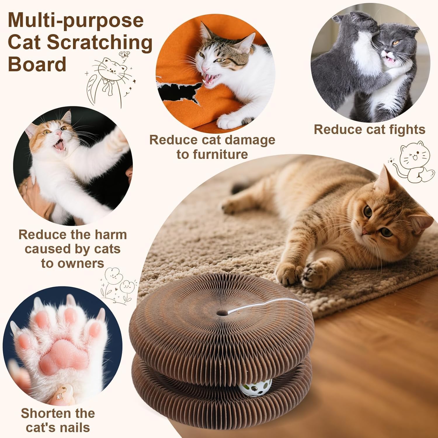 Kitty Curlz cardboard durability highlight scratch surface designed for feline activity
