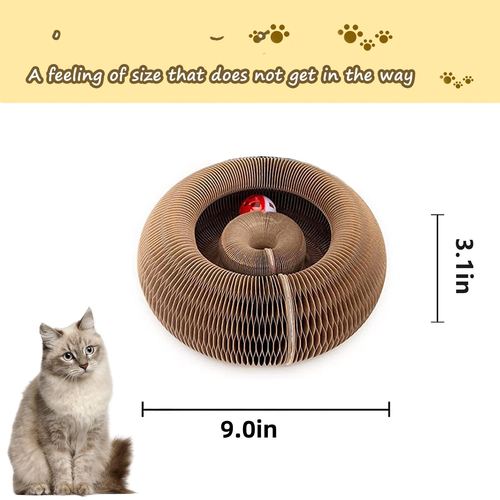 Kitty Curlz scratching board ball track with bell encourages supervised scratching and chasing fun.